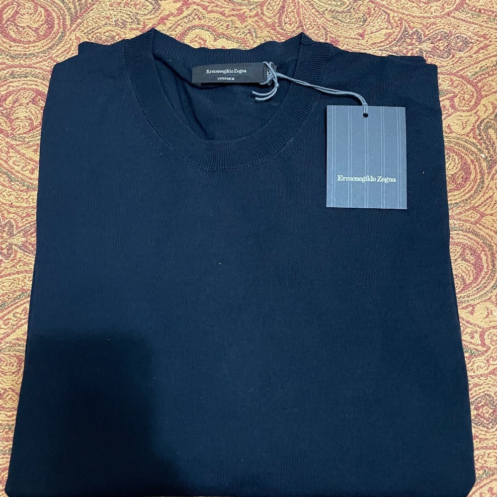 Zegna high performance 100% wool, long sleeve, crew neck sweater